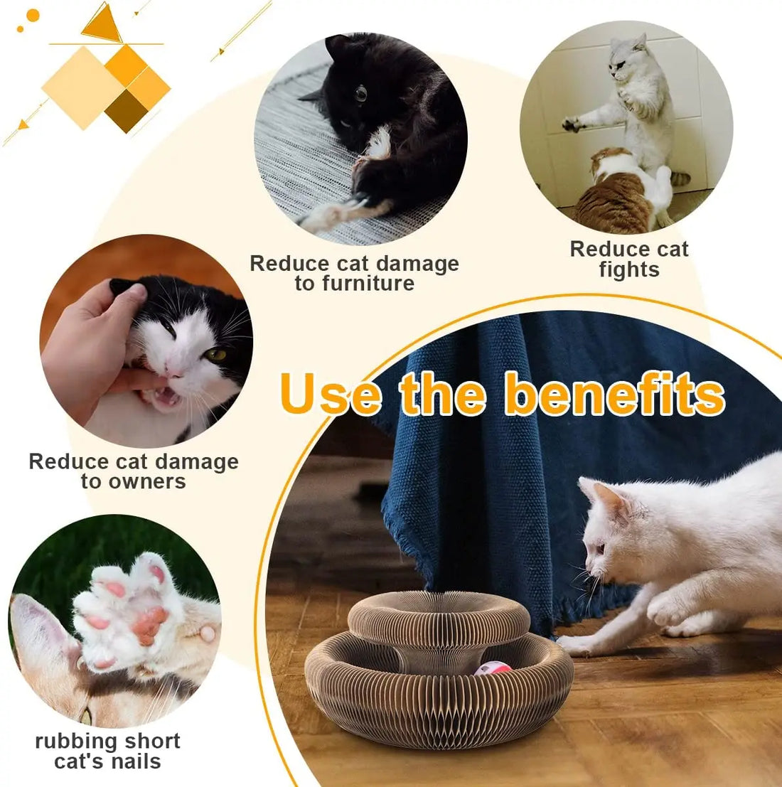 Magic Organ Cat Scratcher – Corrugated Round Claw Grinding Toy
