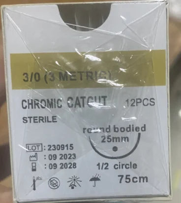 12pcs Absorbable Suture Thread with Needle – Veterinary PGA 75CM for Pet Surgery & Training (2/0 3/0 4/0 5/0)