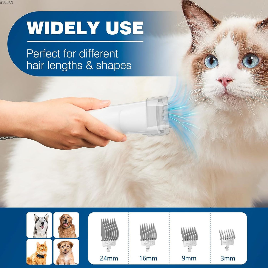 Dog Grooming Vacuum 🐶 2.3L Pet Hair Remover & Grooming Kit