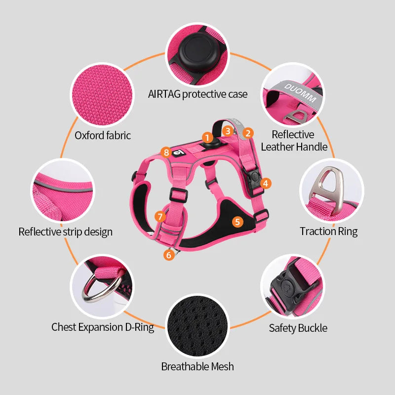 🐶 Anti-Pull Dog Harness – Reflective, Escape-Proof, Adjustable Chest Strap for Large & Medium Dogs