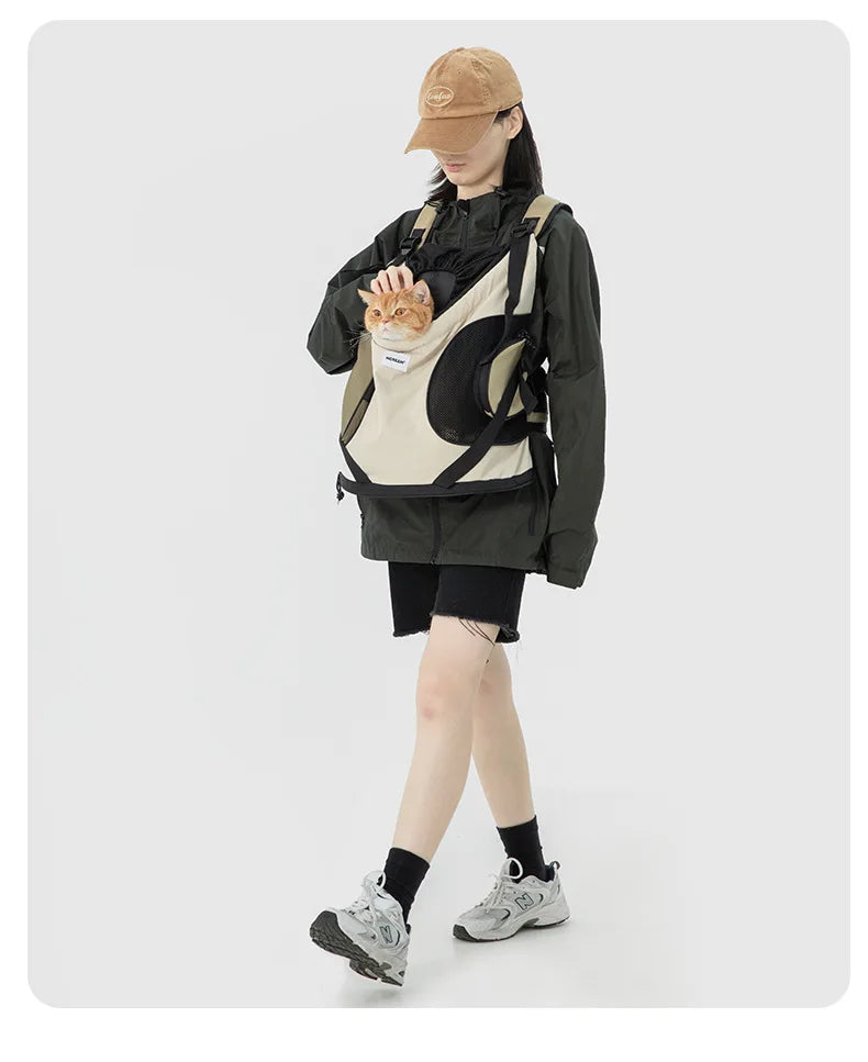 Pet Chest Backpack – Front Carrying Tote for Dogs & Cats, Breathable Outdoor Shoulder Bag, Portable Pet Travel Carrier