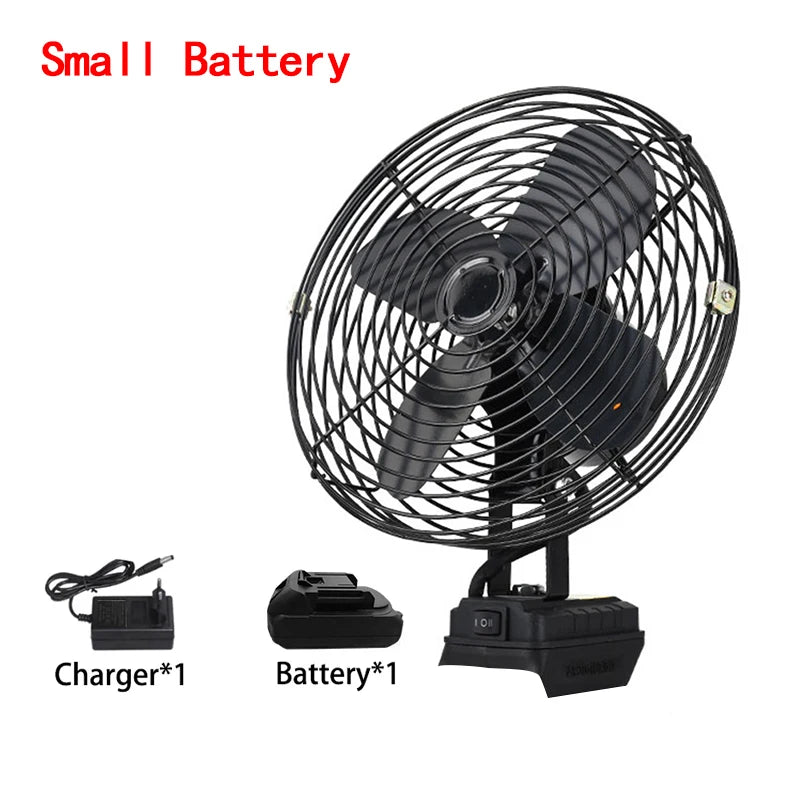 10000/20000mAh Wireless Camping Fan – 6-Inch Portable Outdoor Metal Fan for Fishing, Travel, Desktop Use – Compatible with Makita 20V Battery