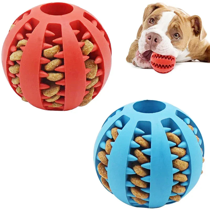 Rubber Dog Ball Toy – Interactive Chew & Treat Dispenser 🐾⚽