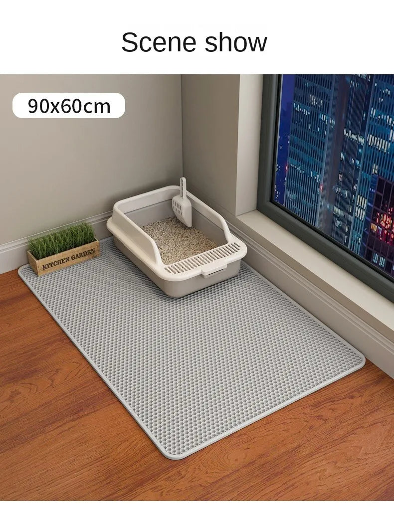 90x60CM Waterproof Double Layer Cat Litter Mat – Non-Slip, Washable Pet Litter Box Mat for Easy Clean-Up