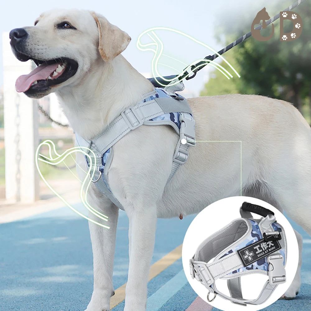 🐾 Multifunctional Reflective Dog Harness – Outdoor Training & Comfort Vest for Medium & Large Dogs