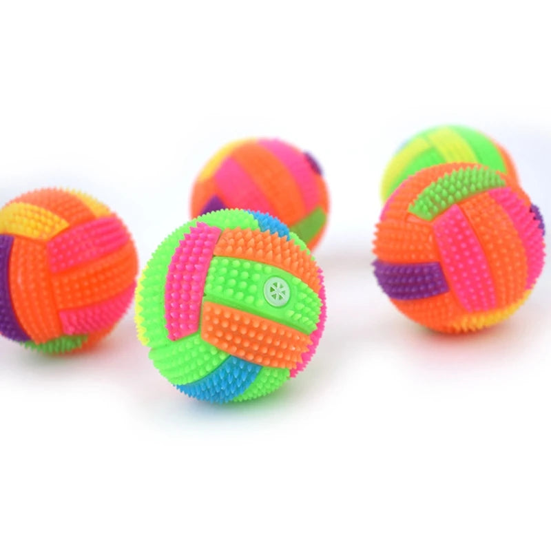 Squeaky Glowing Dog Chew Ball – Non-Toxic Rubber Toy for Small to Large Dogs, Teeth Cleaning & Boredom Relief