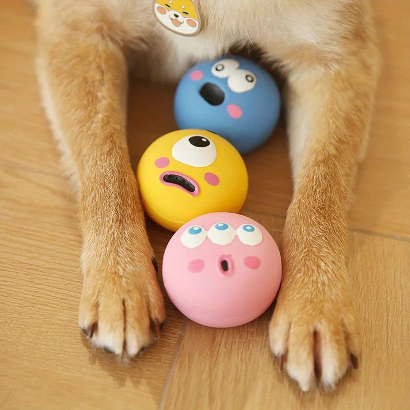 Squeaky Eyeball Dog Toy – Durable Latex Chew Ball | Interactive Training Sound Toy for Pets