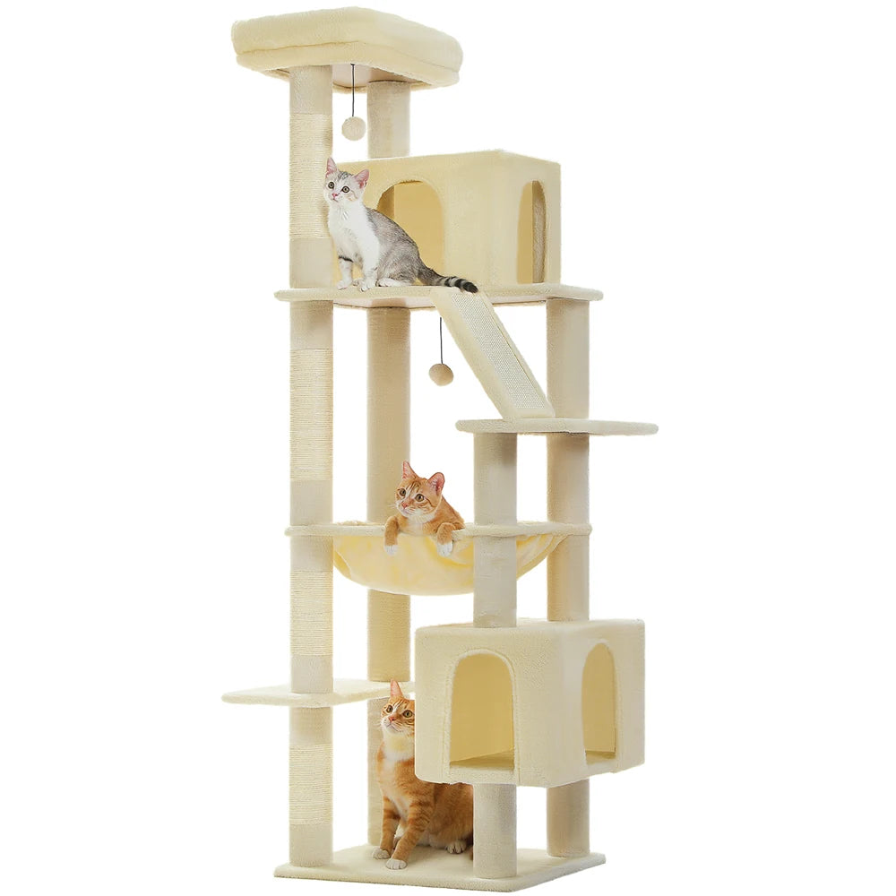 🛋️ 180cm Large Cat Tree Tower – Multi-Level Indoor Cat Furniture with Hammock, Sisal Scratching Posts & Cozy Perches