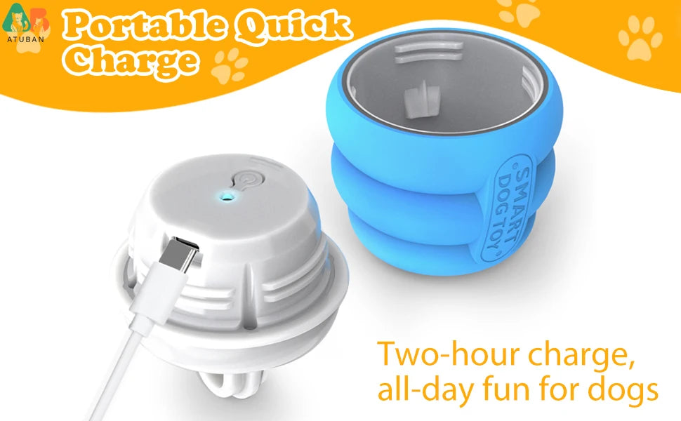 ATUBAN Smart Dog Ball – Rechargeable Automatic Interactive Toy ⚡🐾