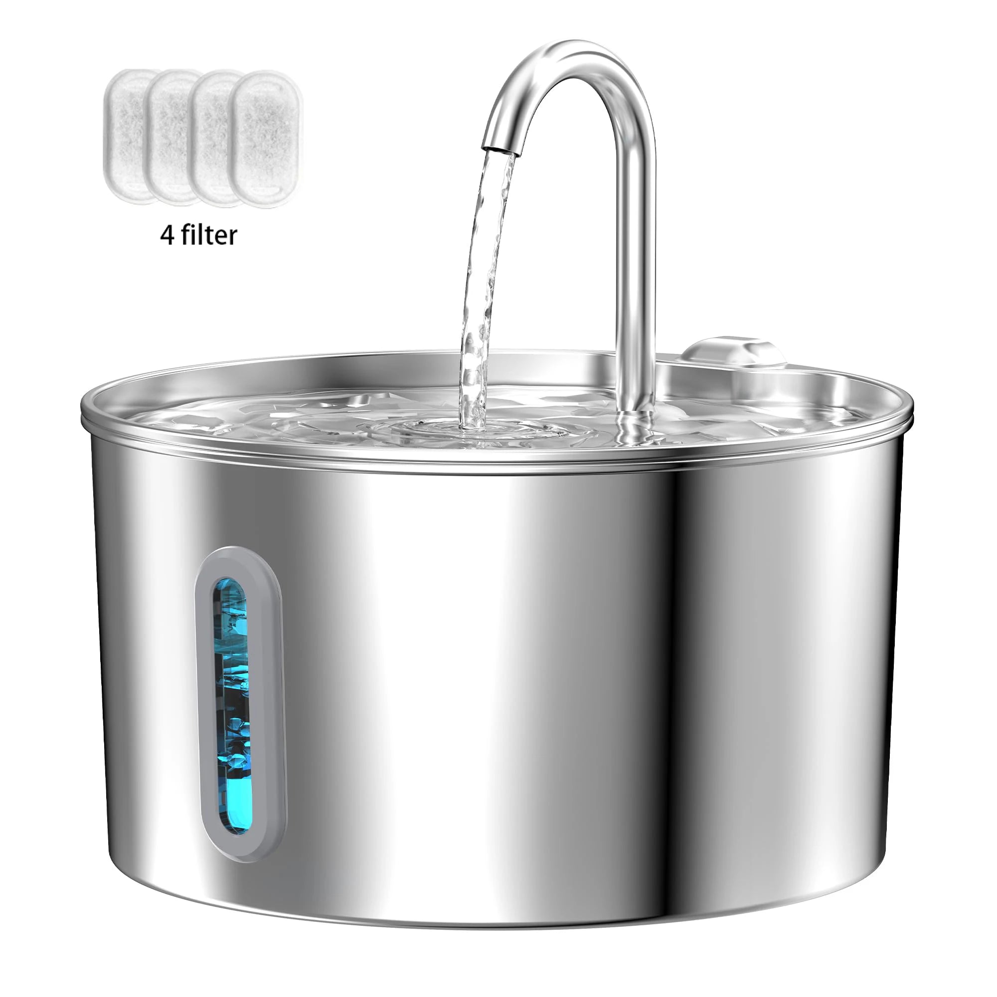 🐾 2.2L Stainless Steel Automatic Cat Water Fountain – Silent Pump & Visual Window