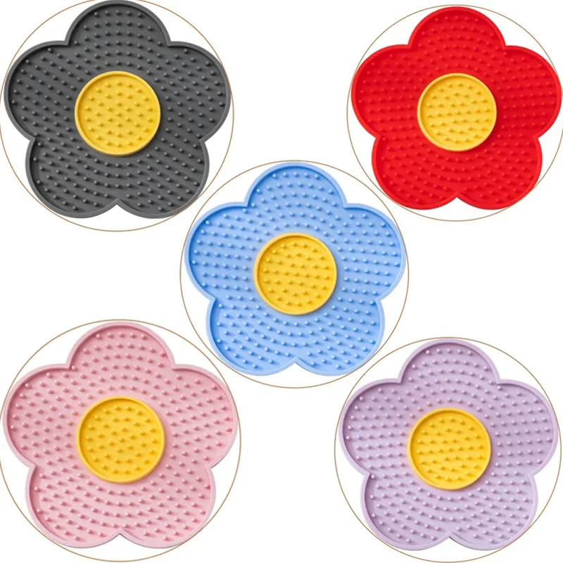 🌼 Pet Supplies Cat & Dog Licking Pad – Pentagram & Sunflower Silicone Slow Feeder Mat