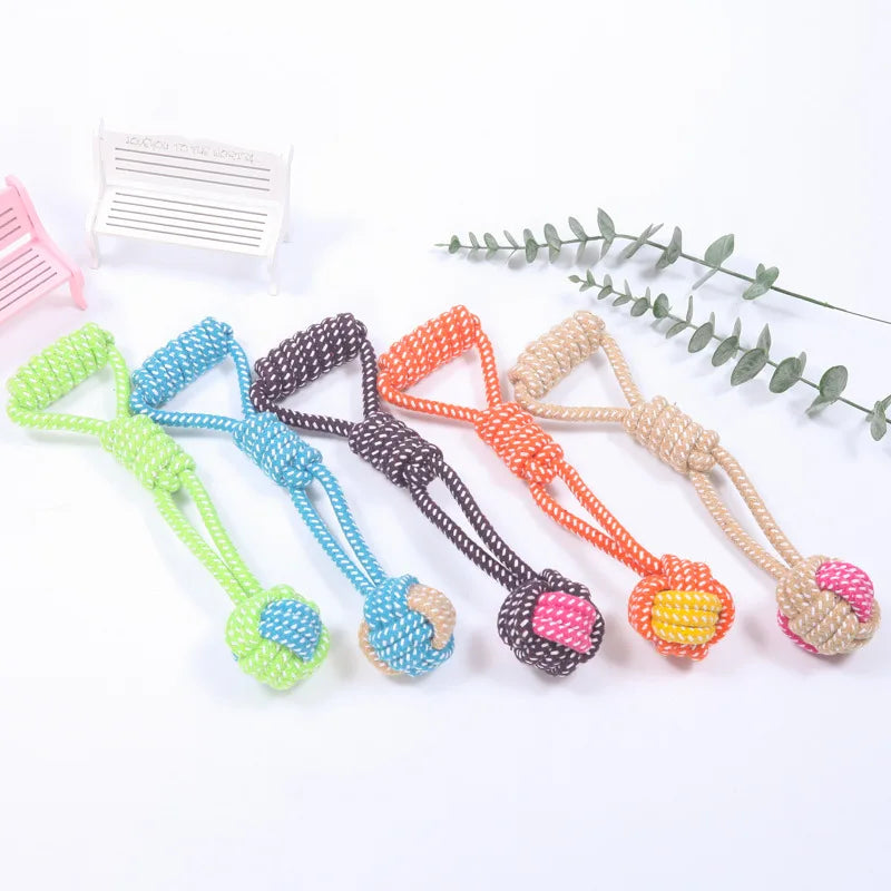 Mini Cotton Rope Dog Ball – Interactive Chew & Toothbrush Toy for Puppies