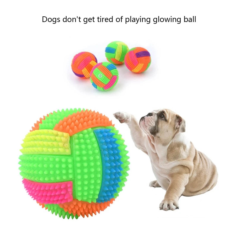 Squeaky Glowing Dog Chew Ball – Non-Toxic Rubber Toy for Small to Large Dogs, Teeth Cleaning & Boredom Relief