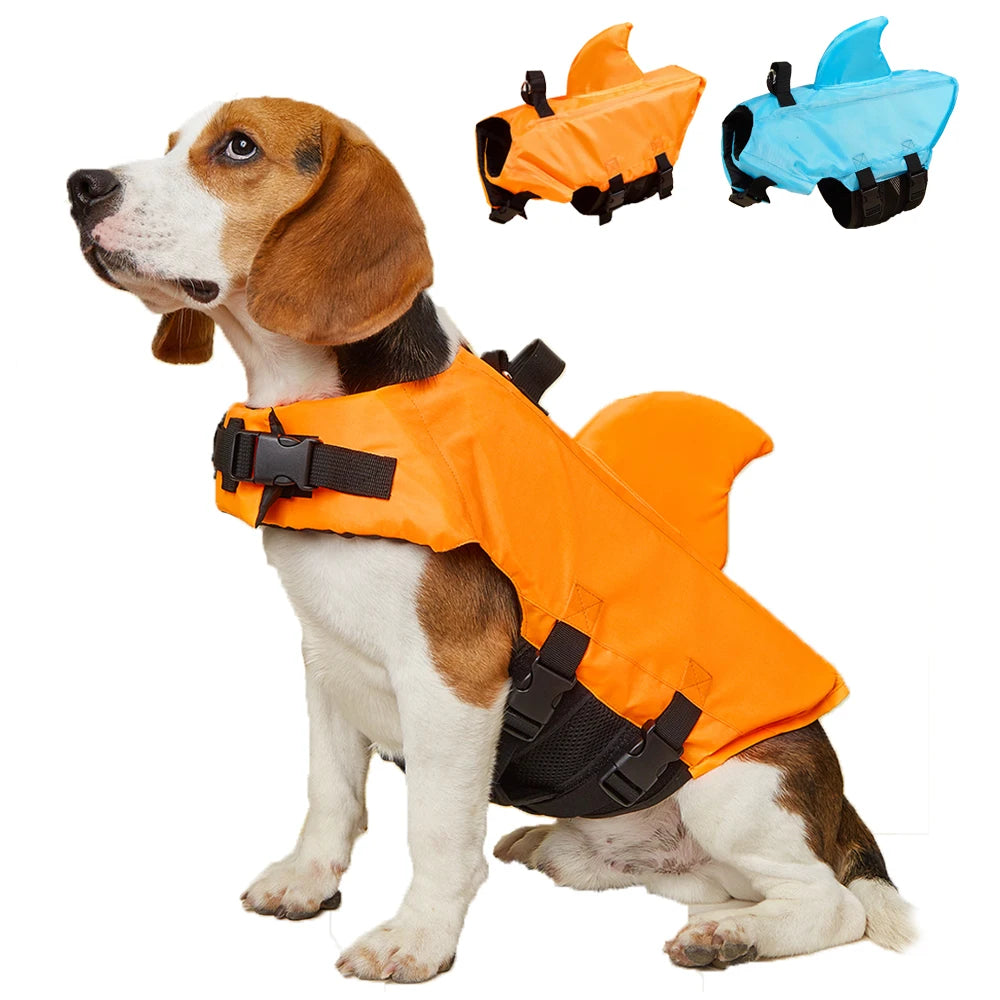 🦈 Shark Dog Life Jacket – Buoyant Safety Swim Vest with Handle for Small to Large Dogs