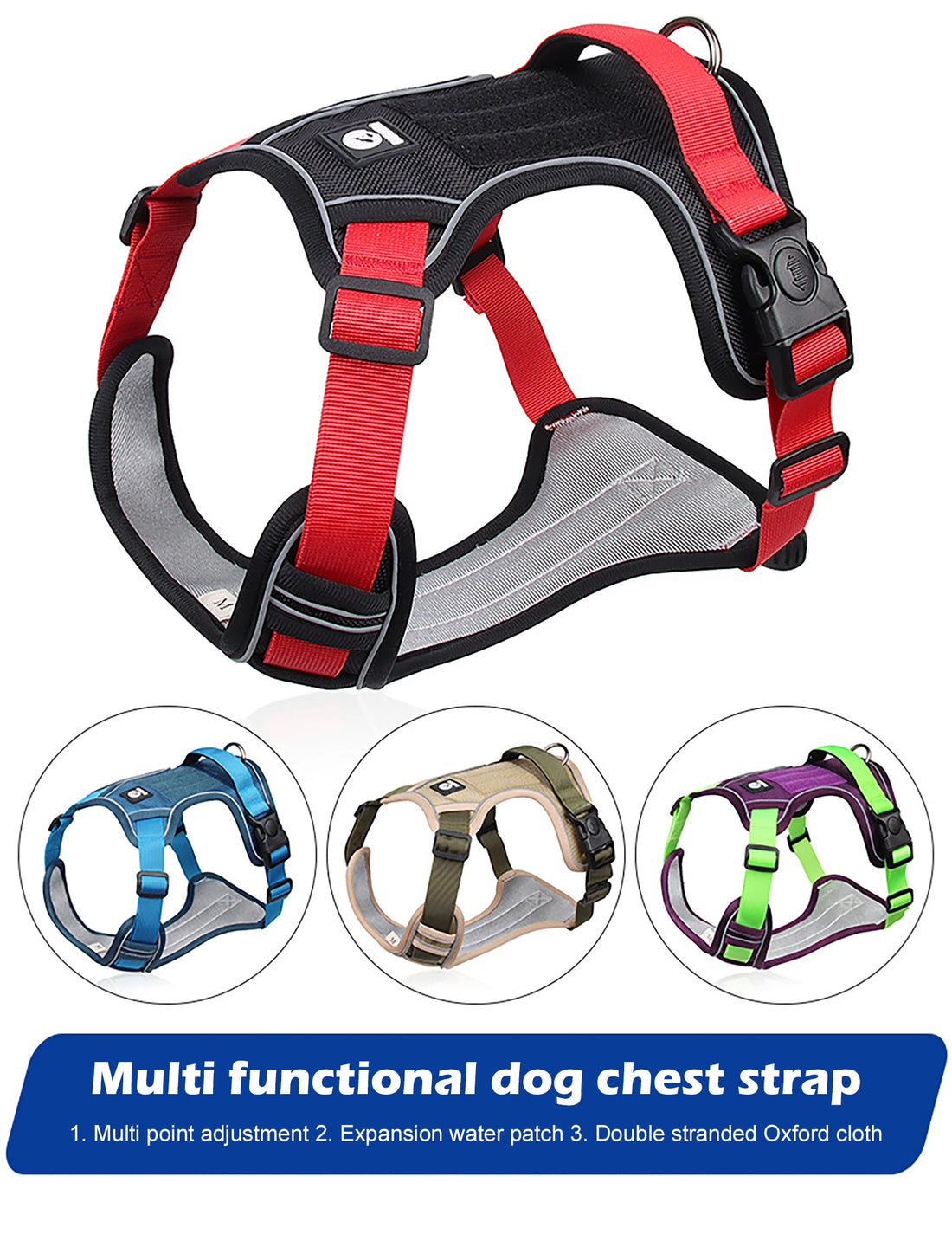 🐾 Reflective Tactical Dog Harness – Waterproof Vest for Medium & Large Dogs