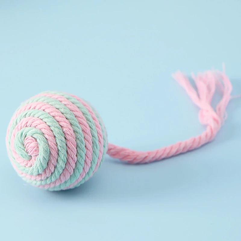 Colorful Cotton Rope Weave Ball – Interactive Teaser & Chew Toy for Cats & Dogs