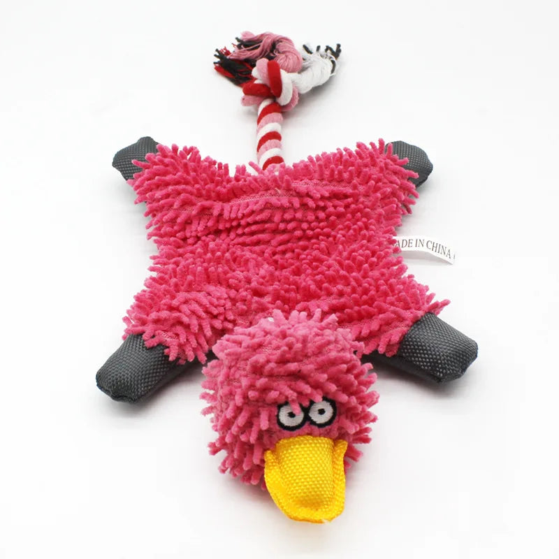 Duck Plush Dog Toy with Rope – Squeaky Training Chew for Small & Medium Dogs 🦆🐾