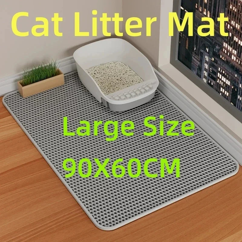 90x60CM Waterproof Double Layer Cat Litter Mat – Non-Slip, Washable Pet Litter Box Mat for Easy Clean-Up