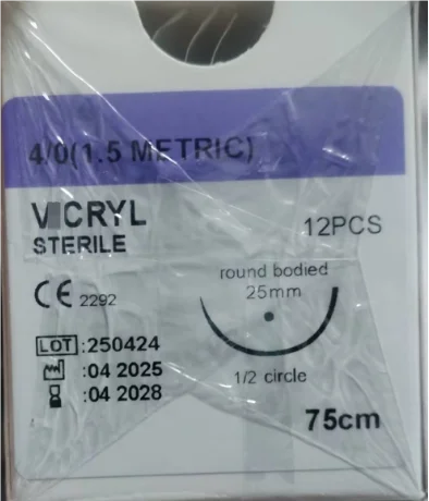 12pcs Absorbable Suture Thread with Needle – Veterinary PGA 75CM for Pet Surgery & Training (2/0 3/0 4/0 5/0)