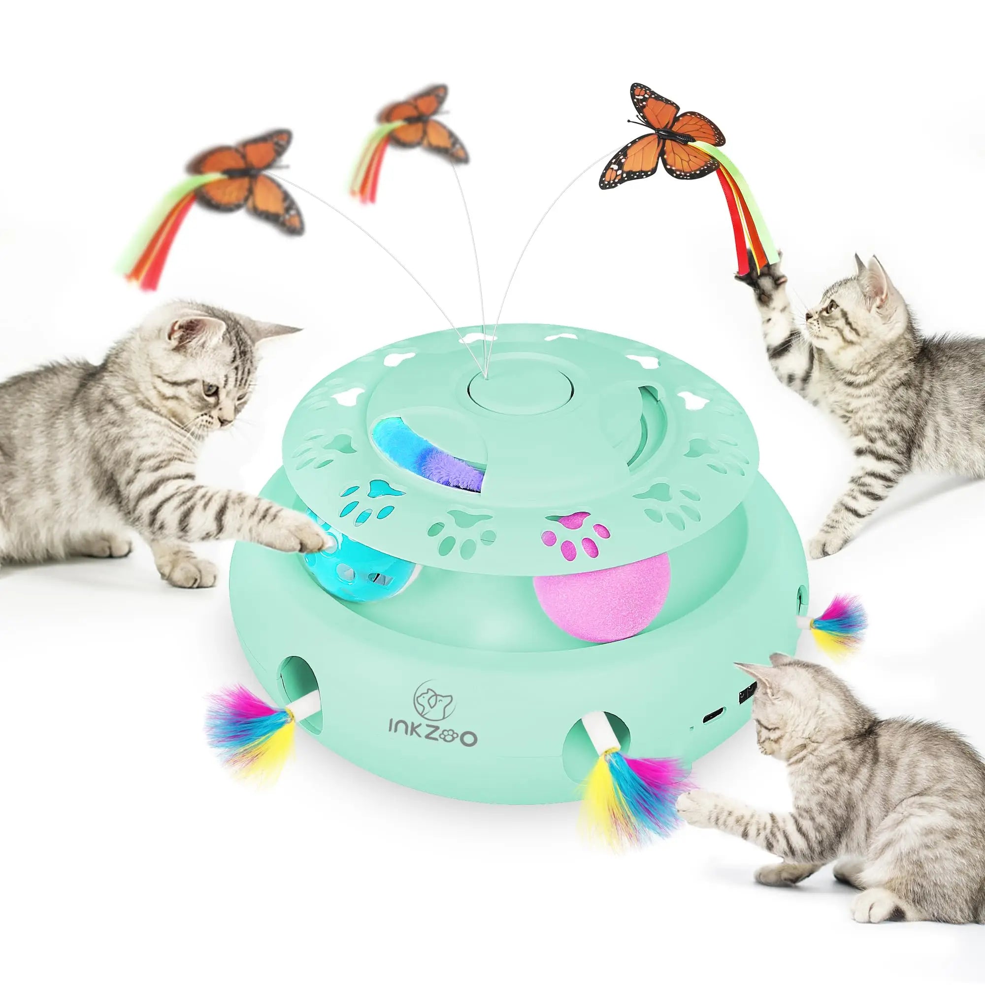 INKZOO 7-Hole Interactive Cat Toy – Automatic Mice Whack-A-Mole for Kittens