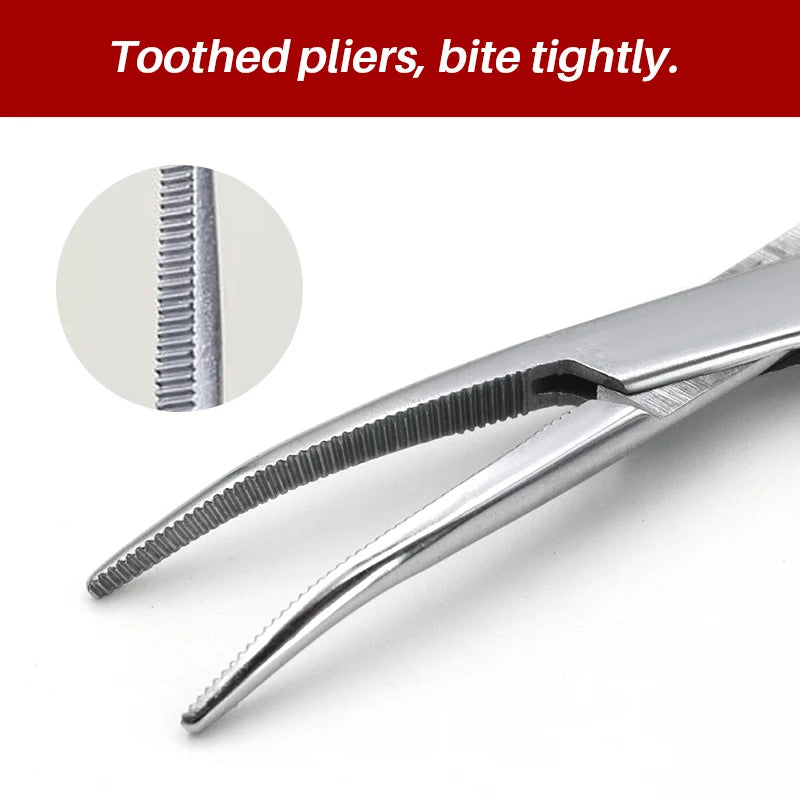 Stainless Steel Hemostatic Clamp Forceps – 18cm/16cm/14cm Straight & Curved Tips Surgical Tools