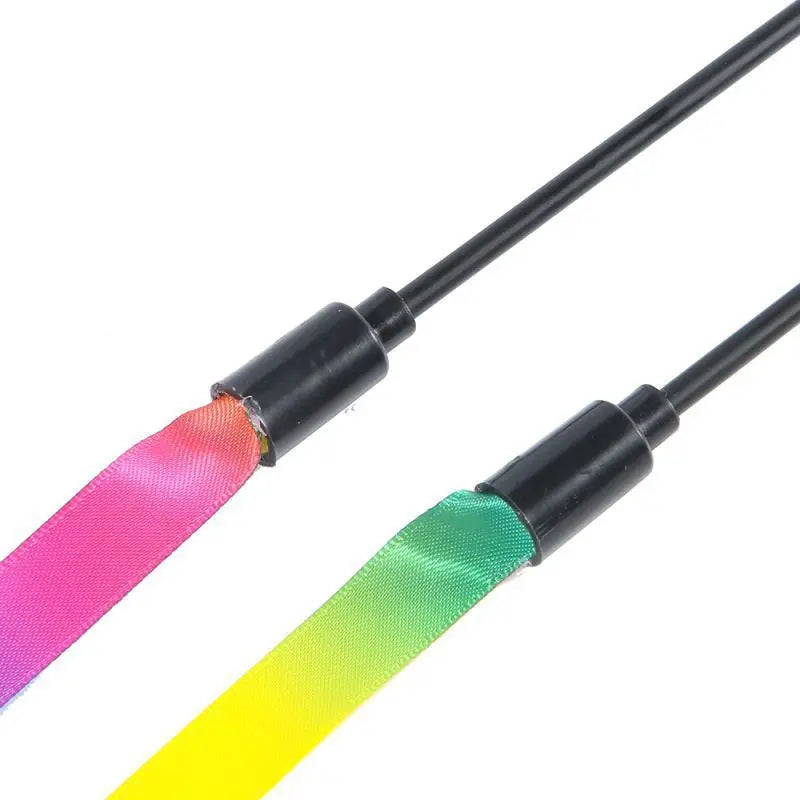 Rainbow Ribbon Cat Teaser Wand – Colorful Interactive Stick Toy for Cats
