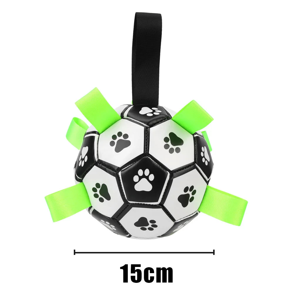 Interactive Dog Soccer Ball Toy with Grab Tabs – Durable Outdoor Pet Football for Puppies & Medium