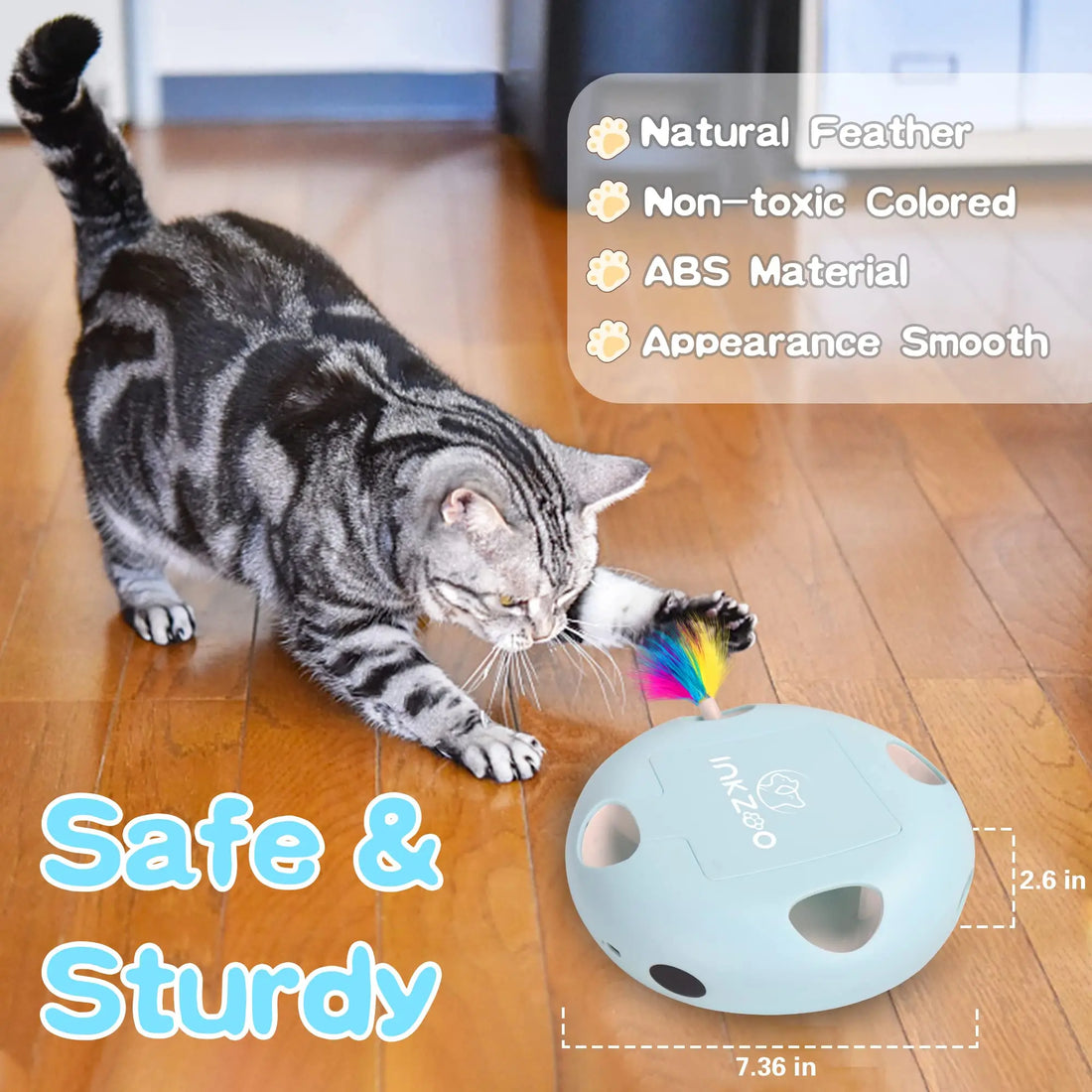 INKZOO 7-Hole Interactive Cat Toy – Automatic Mice Whack-A-Mole for Kittens
