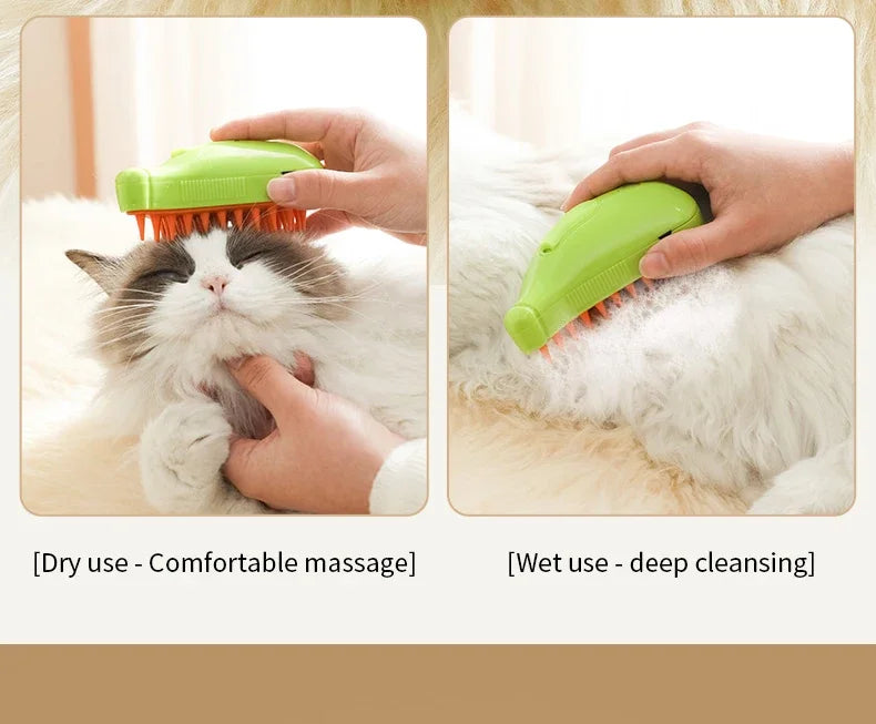 🐱 Spray Cat Brush 3-in-1 – Steamy Electric Dog & Cat Grooming Comb with Hair Removal & Massage