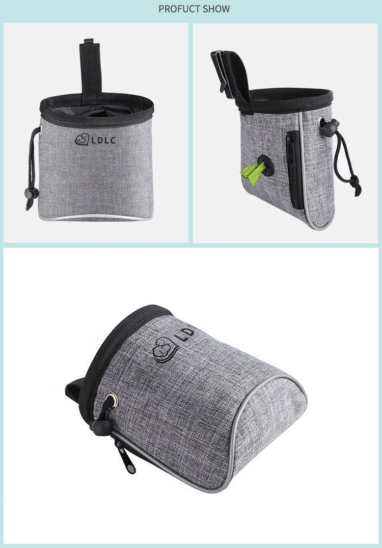 Dog Treat Training Pouch with Built-in Poop Bag Dispenser – Outdoor Pet Training Bag for Toys, Kibble & Treats