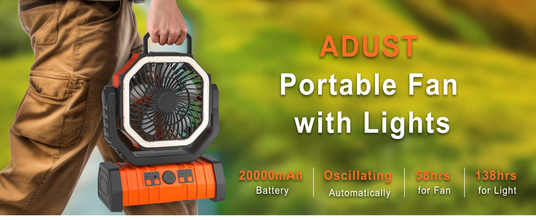 🌬️ 20000mAh / 10000mAh USB Rechargeable Camping Fan – Portable Wireless Air Circulator with Hook & 270° Head Rotation