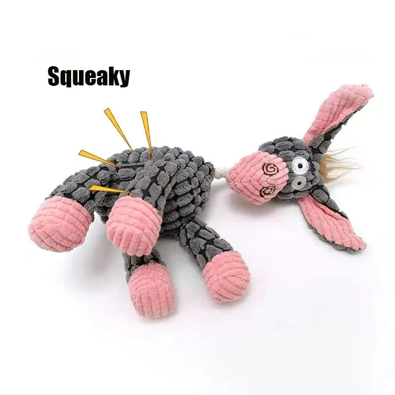 Donkey-Shaped Plush Squeaky Dog Toy – Durable Bite-Resistant Chew & Training Toy for Small and Large Dogs