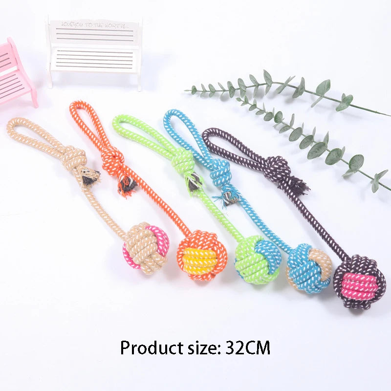Mini Cotton Rope Dog Ball – Interactive Chew & Toothbrush Toy for Puppies