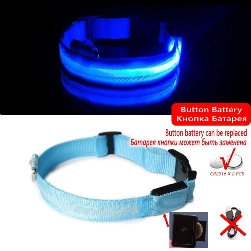 LED Dog Collar Light – USB Rechargeable/Battery Night Safety Glow Collar for Dogs & Puppies, Anti-Lost Pet Accessory