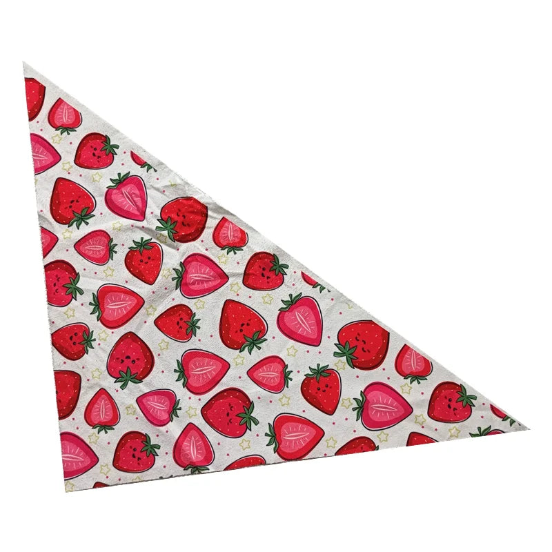 10Pcs Dog Bandana Set – Fruits, Plaid, Paw & Snowman Triangle Scarves for Small, Medium & Large Dogs