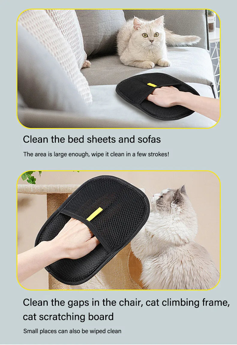 Pet Grooming Gloves 🐾 Hair Remover for Sofa, Carpet & Clothes
