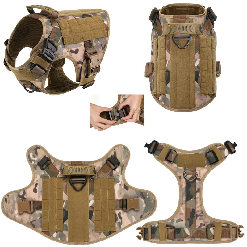 🐾 Tactical Military Dog Harness & Leash Set – All Breeds Training Vest for Outdoor Adventures