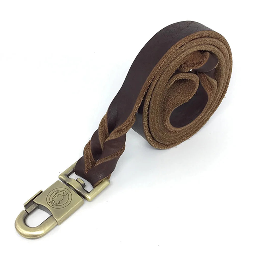 🐶 Genuine Leather Dog Leash – Heavy Duty 3/4/5ft x 1in for Medium & Large Dogs