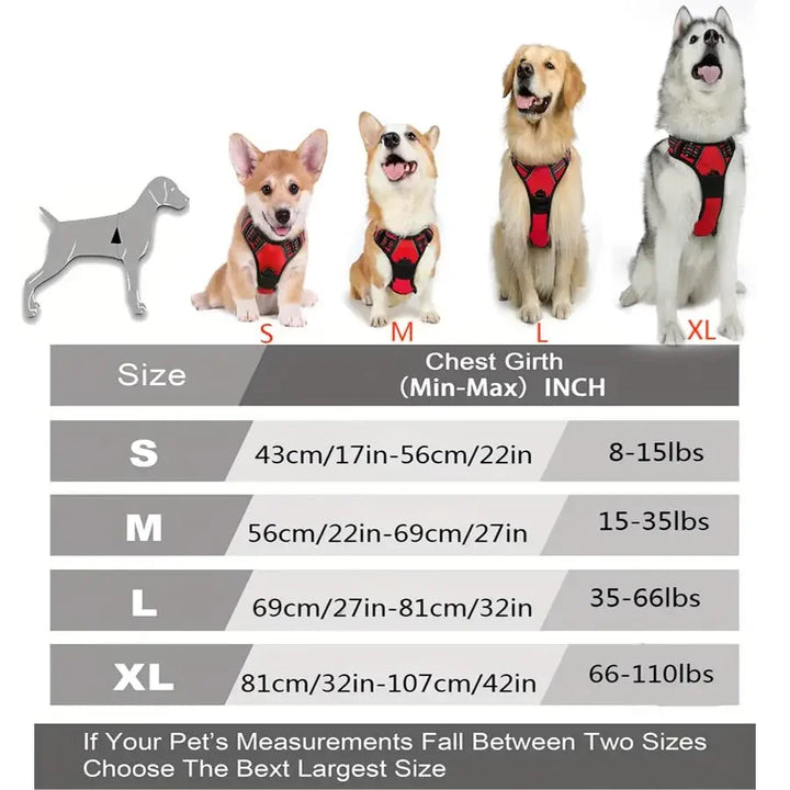 🐕 Heavy Duty No Pull Dog Harness – Front Clip, Reflective, with Easy-Control Handle
