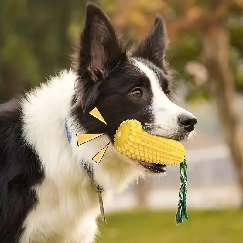 Corn Dog Chew Toys – Toothbrush Style for Aggressive Chewers, Teeth Cleaning & Interactive Play (Medium/Large Breeds)