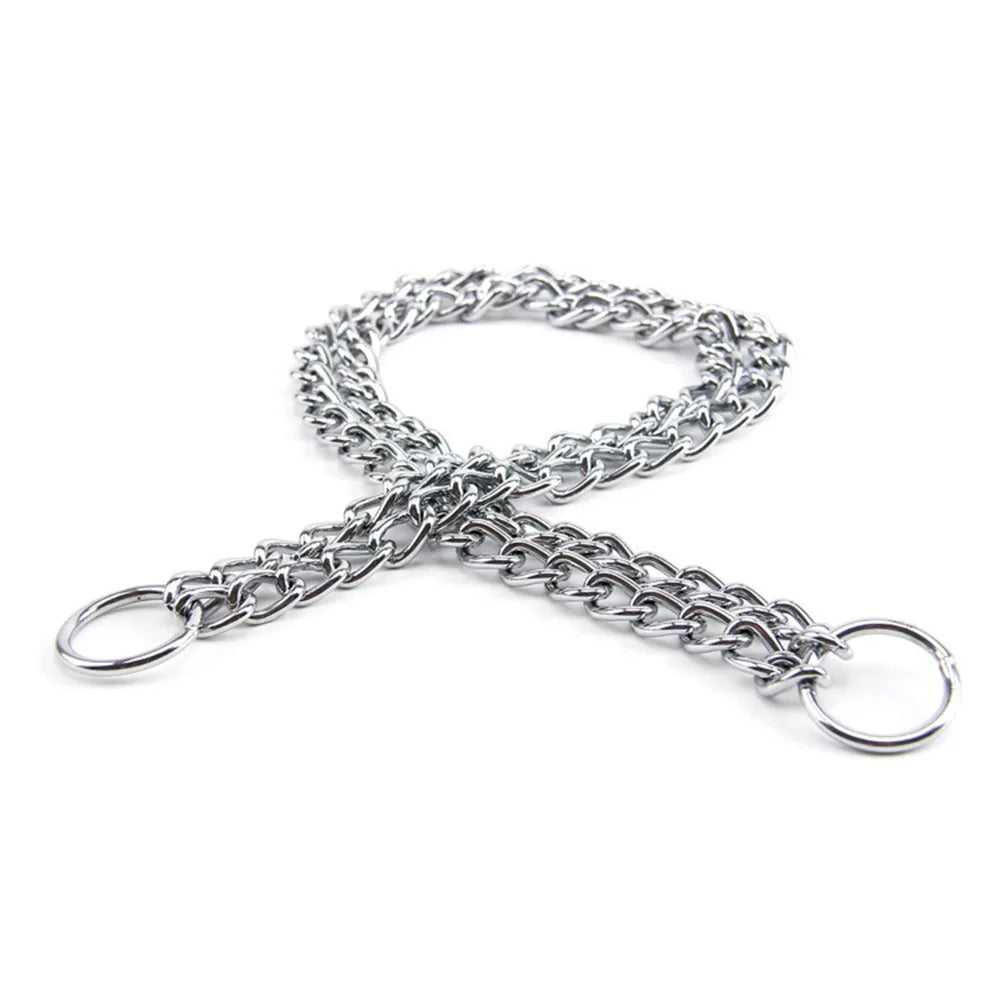 Double Row Stainless Steel Choke Collar – Adjustable Slip P Chain Dog Training Collar for Medium & Large Dogs