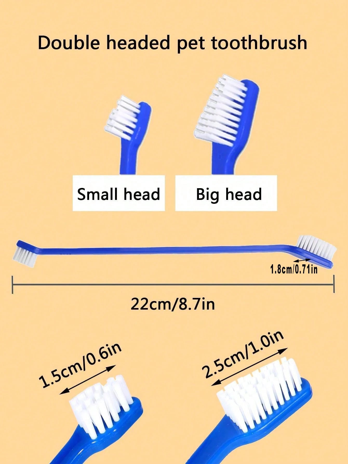 5pcs/set Long Handle Double-Head Pet Toothbrush – Soft Bristle Dog & Cat Teeth Cleaning Oral Care Kit