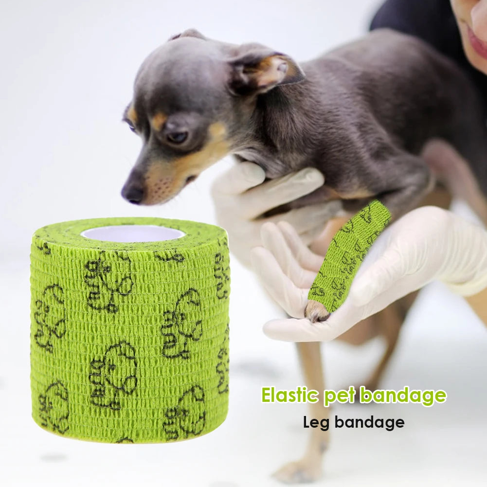 5Pcs Self-Adhesive Bandage Wrap for Dogs – Elastic First Aid Pet Leg Protector, Vet Tape Wrap (Green)