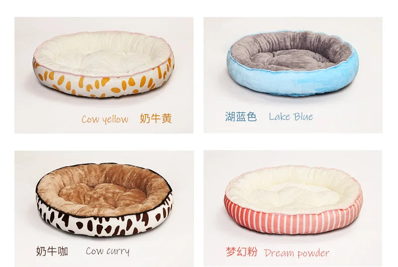 Double-Sided Soft Cotton Dog Bed – Washable Warm Cushion Basket for Small & Medium Dogs