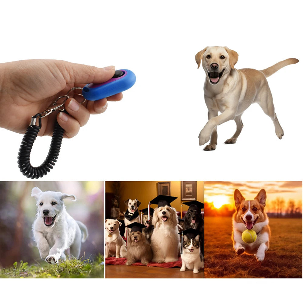 Colorful Paw Print Dog Training Clicker with Keyring – Portable Pet Clicker for Dog & Cat Training