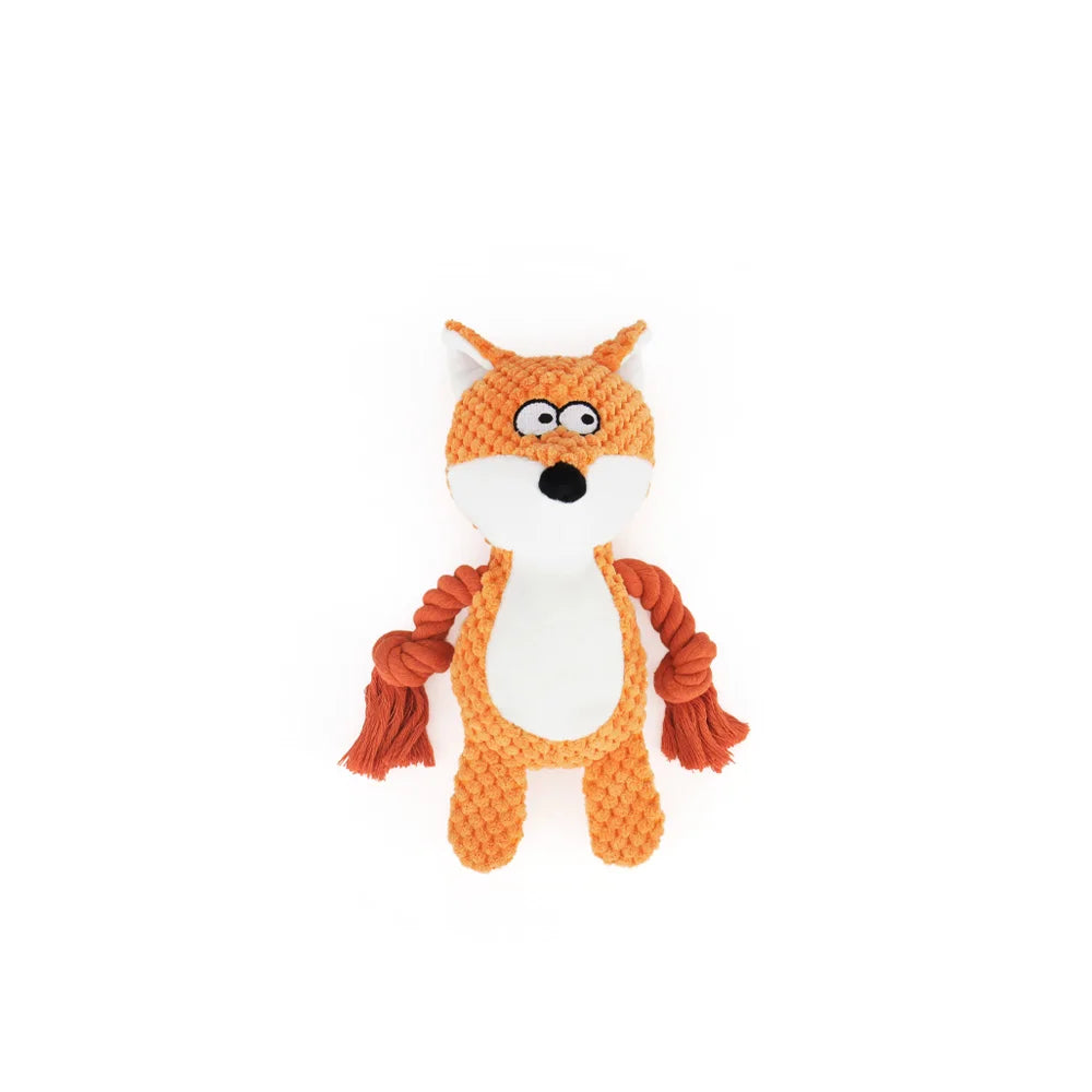 Animal Rope Plush Dog Toy – Rabbit & Monkey Squeaky Chew 🐾🧸