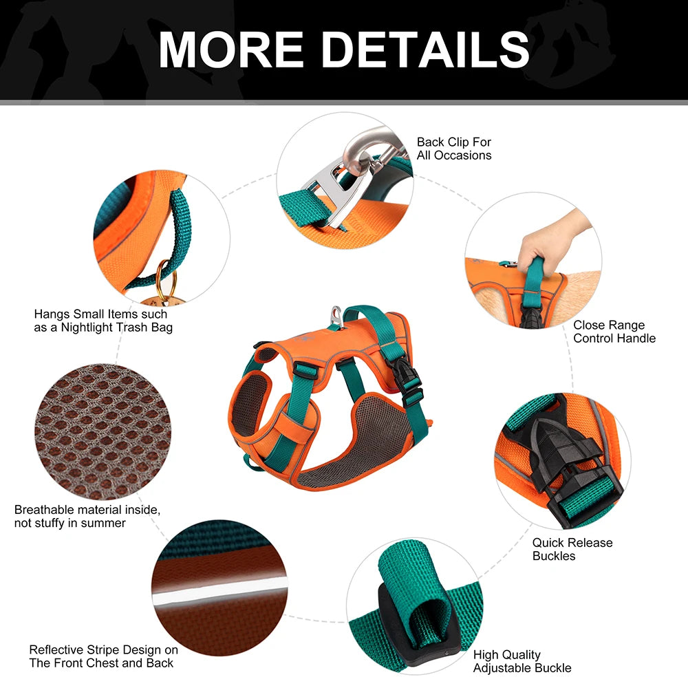 🐕 Mesh Breathable Reflective Dog Harness – Adjustable Nylon Training Vest for Small, Medium & Large Dogs