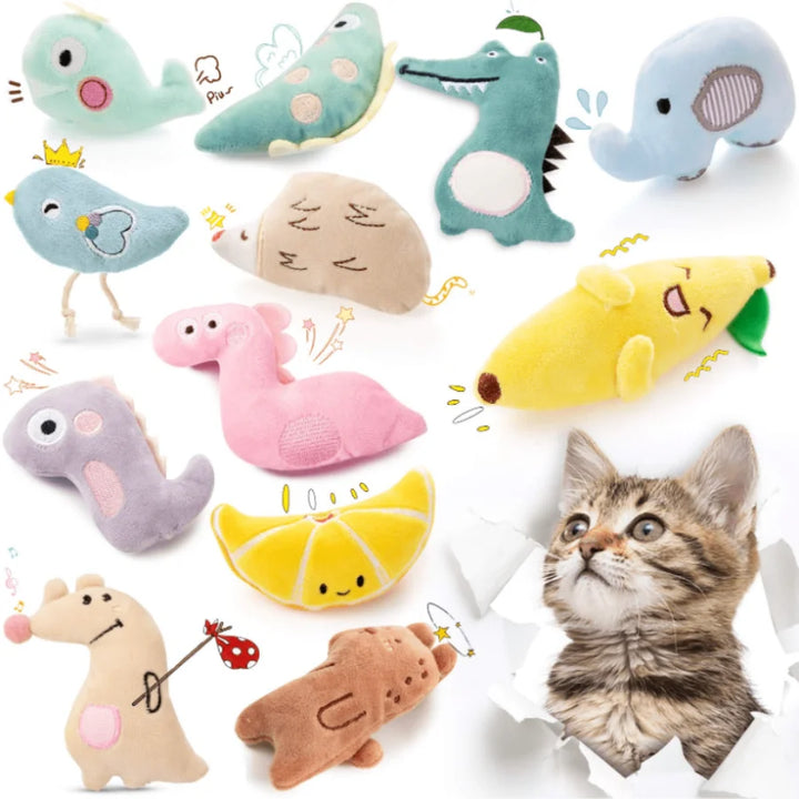 Cartoon Plush Cat Molar Bite Toy – Interactive Chew Toy for Cats