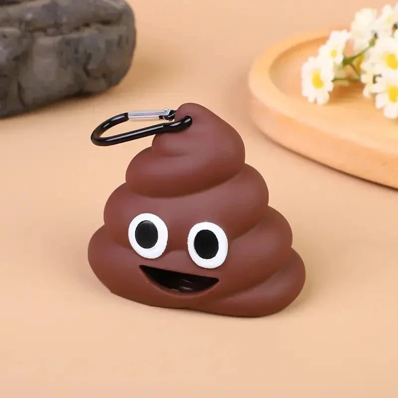 Funny Poop-Shaped Dog Waste Bag Dispenser – Portable Poop Bag Holder with Clip for Leash, Outdoor Walking & Travel
