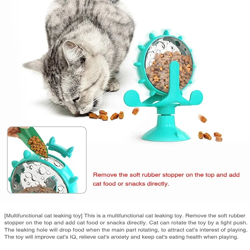 Cat Toy Treat Dispenser with Bell – Interactive Rotatable Wheel Slow Feeder for Kittens & Small Dogs